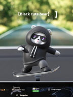 Cute Cartoon Bear Car Skateboard Decoration | Dashboard Ornament