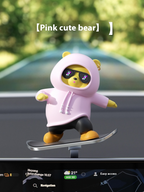 Cute Cartoon Bear Car Skateboard Decoration | Dashboard Ornament