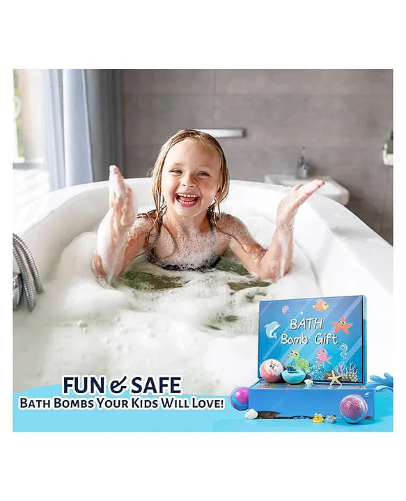 Bath Bomb Gift Set for Kids 12Pack with Ocean Toys | Natural, Skin-Friendly & Fun