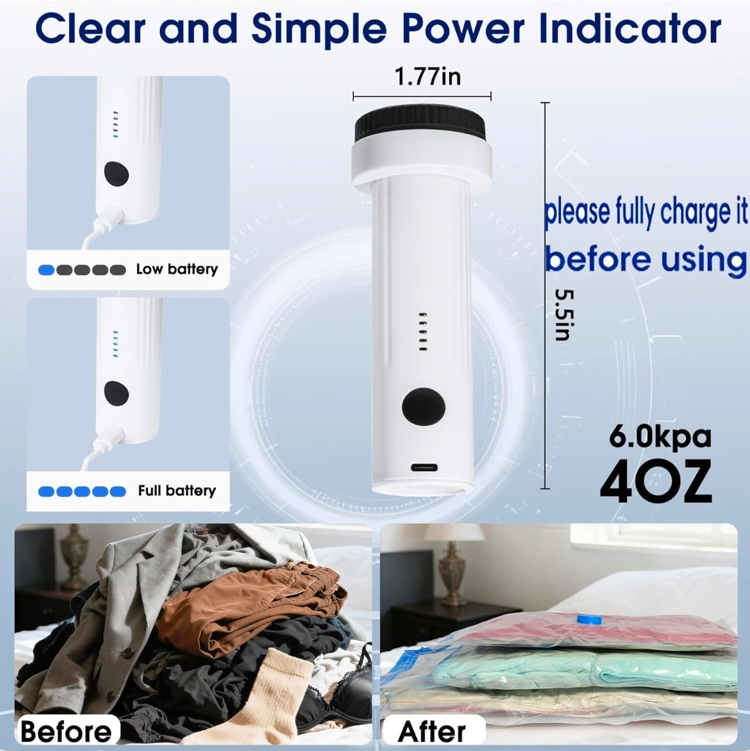 Mini Handheld Vacuum Sealer – Clothing & Storage Compression Device