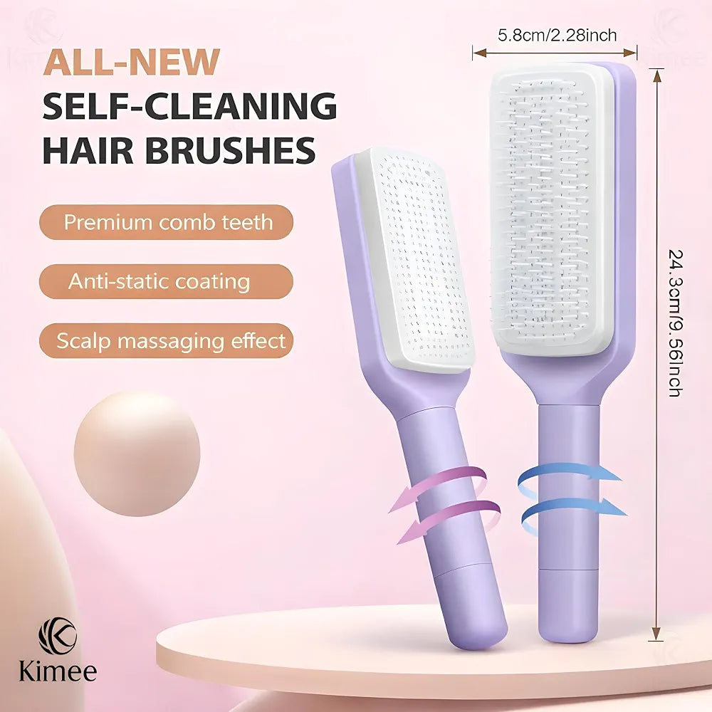 Self-Cleaning Hair Brush - Effortless Detangling and Shine