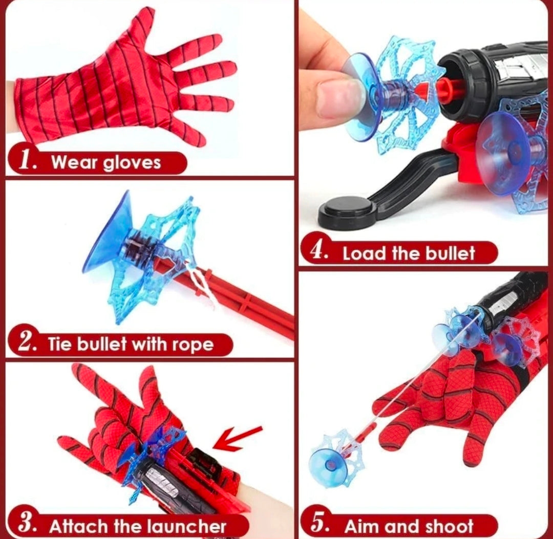 Spider Web Shooters Toy | Spiderman Launcher Wrist Toy Set (Red)