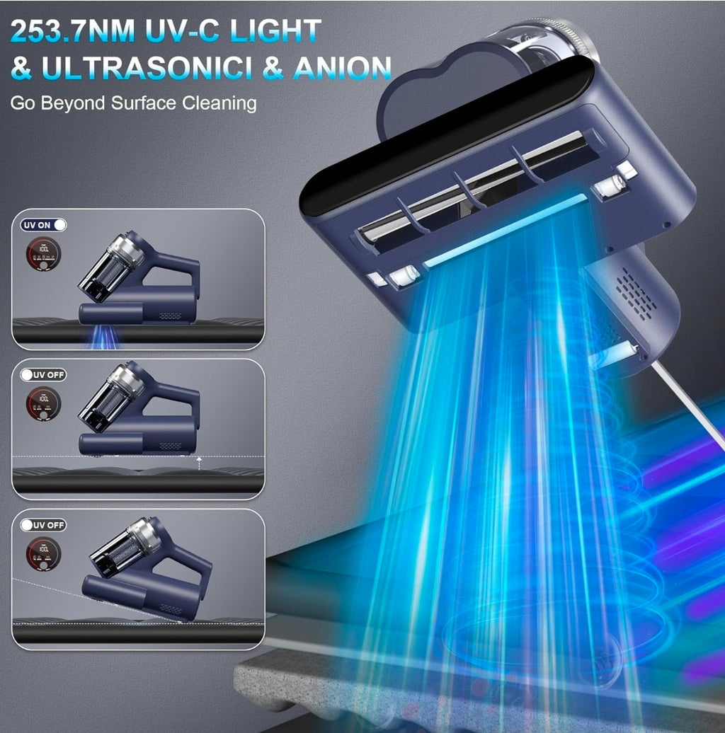 Cordless Bed Vacuum Cleaner | UV Sterilization & HEPA Filter Mattress Cleaner