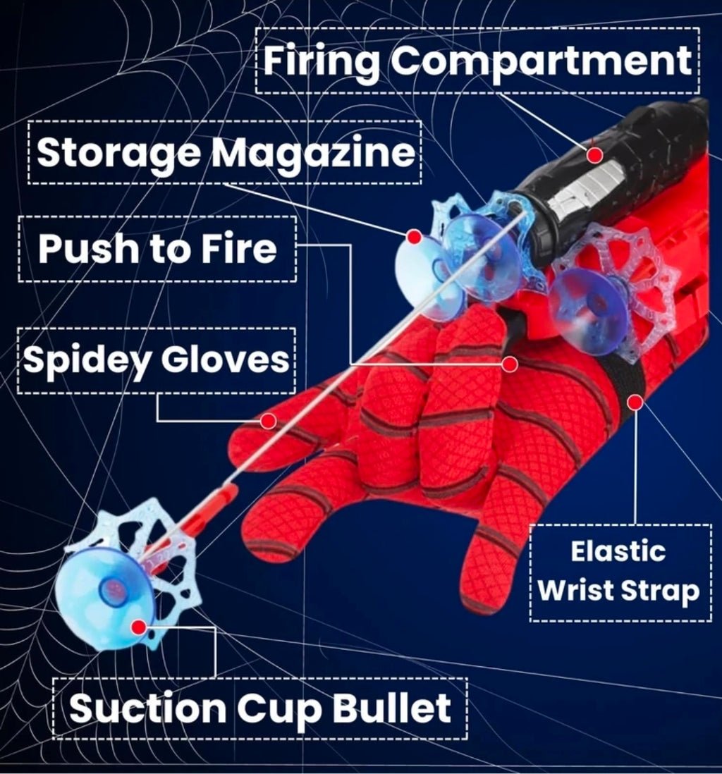 Spider Web Shooters Toy | Spiderman Launcher Wrist Toy Set (Red)