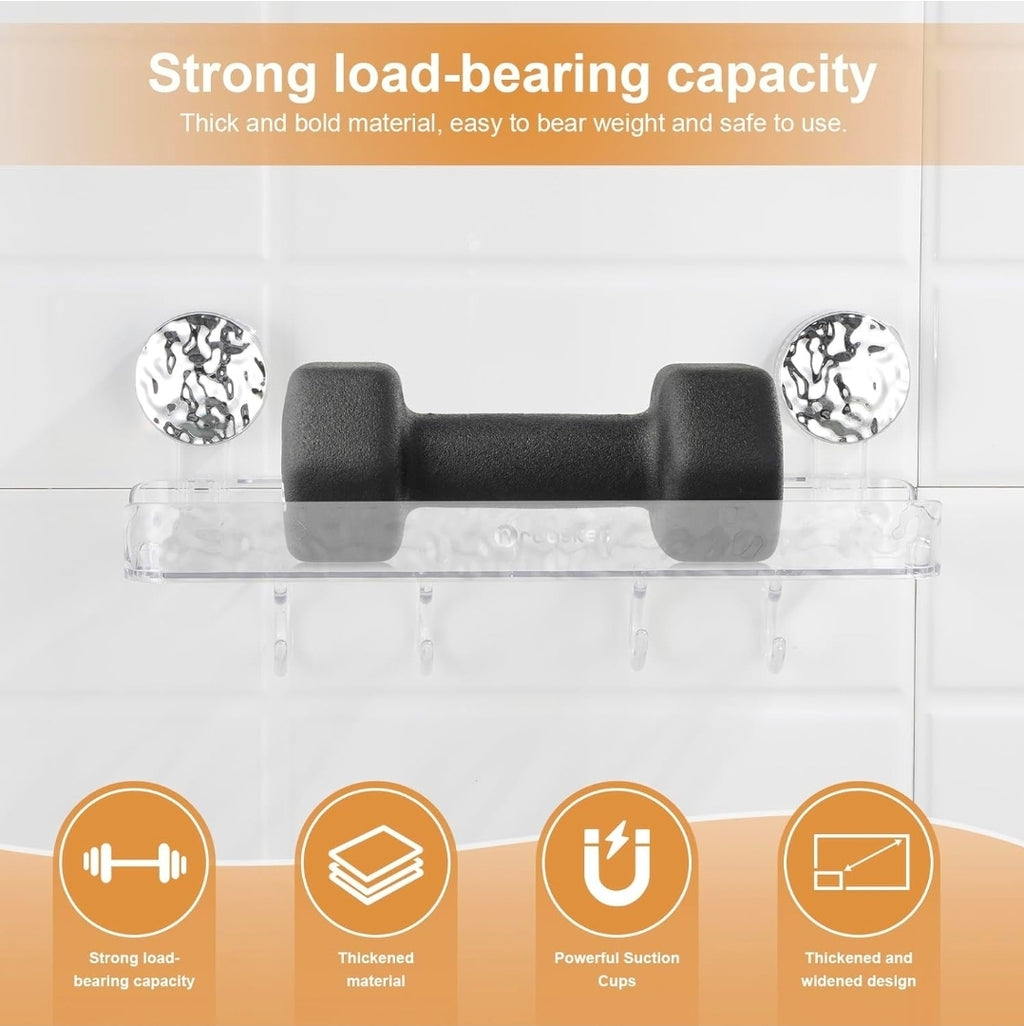 Punch-Free Bathroom Shelf with Suction Cups – No Drilling Required