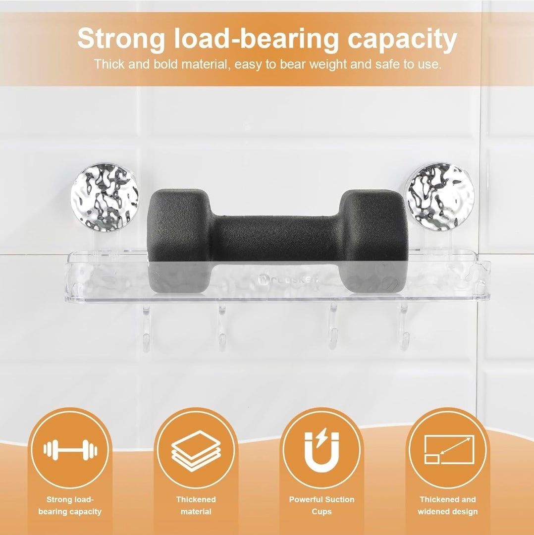 Punch-Free Bathroom Shelf with Suction Cups – No Drilling Required