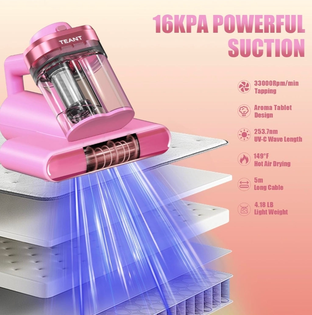 Cordless Bed Vacuum Cleaner | UV Sterilization & HEPA Filter Mattress Cleaner
