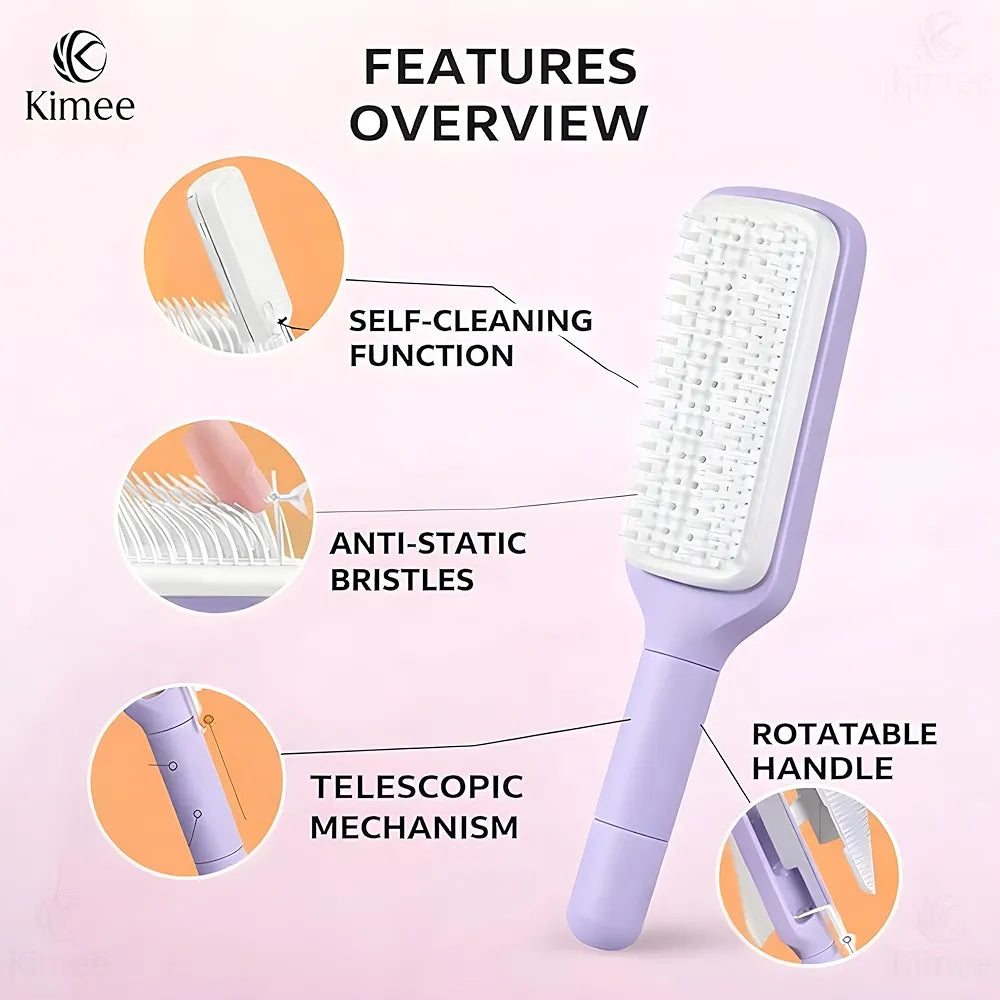 Self-Cleaning Hair Brush - Effortless Detangling and Shine