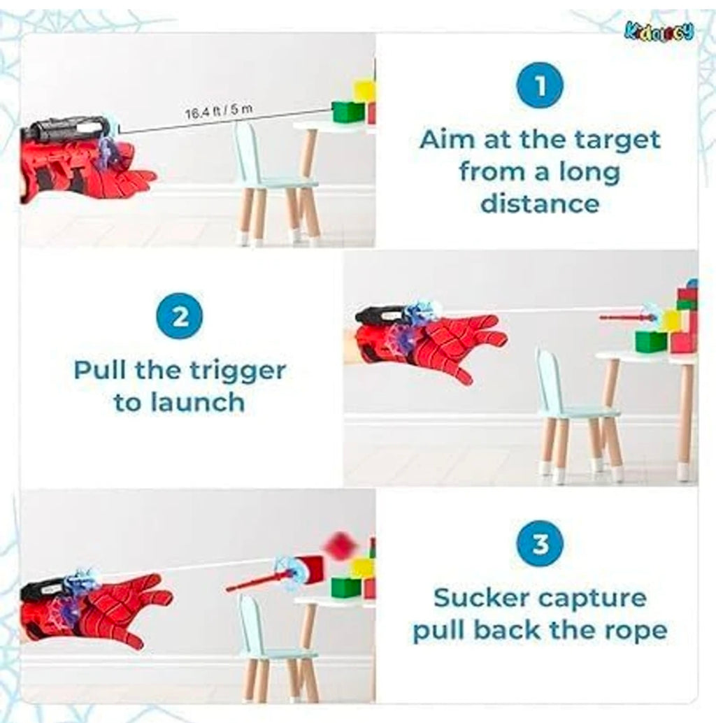 Spider Web Shooters Toy | Spiderman Launcher Wrist Toy Set (Red)