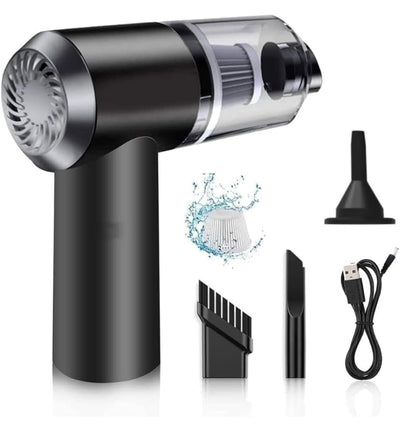 3-in-1 Portable Car Vacuum Cleaner with Blower, USB Rechargeable, Black, Wireless Handheld Mini Design, Strong Suction, Washable HEPA Filter for Car, Home, Travel