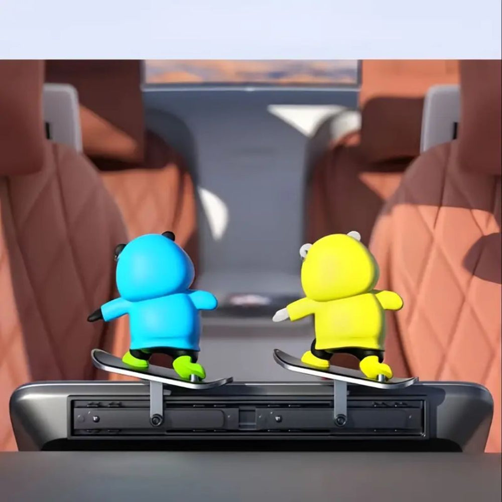 Cute Cartoon Bear Car Skateboard Decoration | Dashboard Ornament