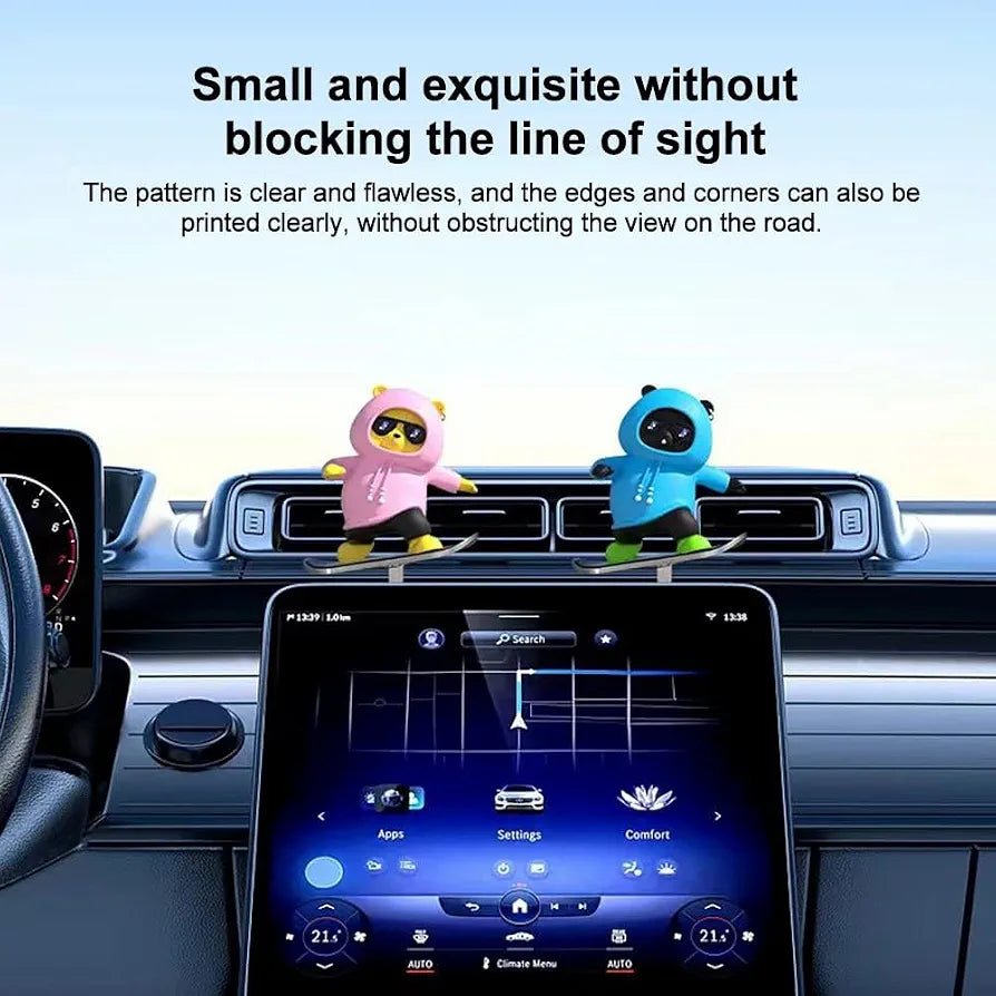 Cute Cartoon Bear Car Skateboard Decoration | Dashboard Ornament