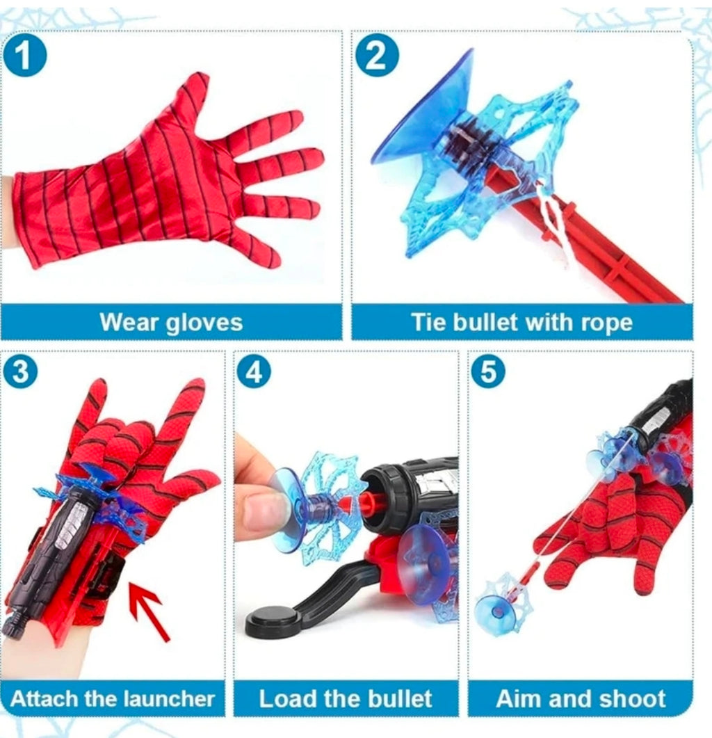 Spider Web Shooters Toy | Spiderman Launcher Wrist Toy Set (Red)