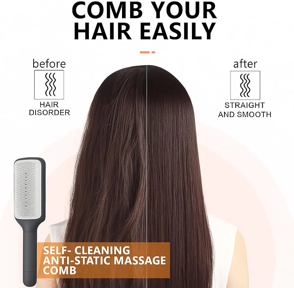 Self-Cleaning Hair Brush - Effortless Detangling and Shine