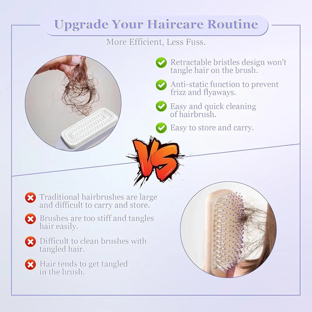Self-Cleaning Hair Brush - Effortless Detangling and Shine