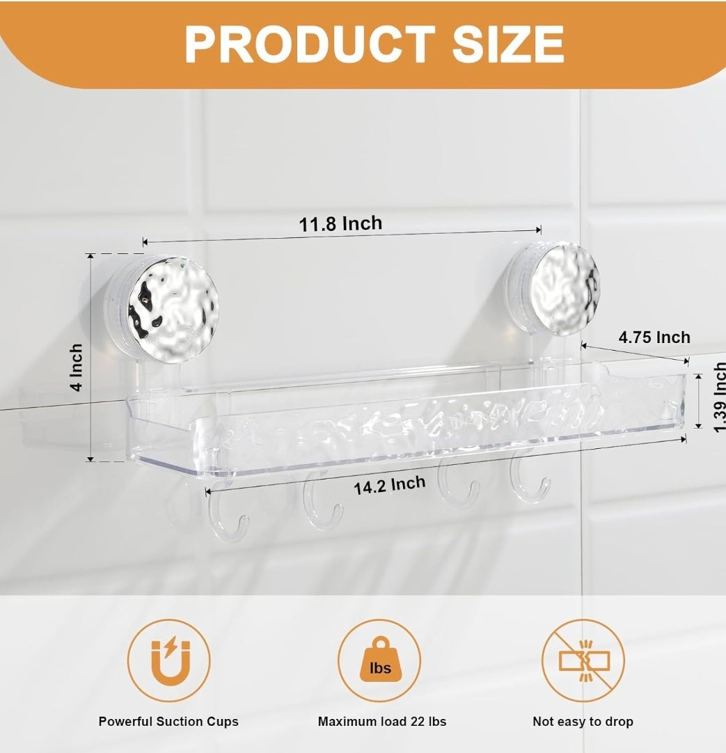 Punch-Free Bathroom Shelf with Suction Cups – No Drilling Required