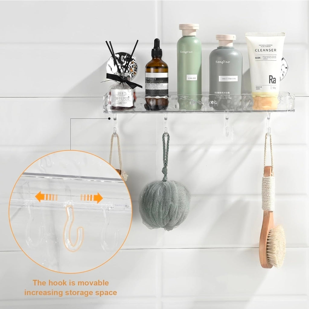 Punch-Free Bathroom Shelf with Suction Cups – No Drilling Required
