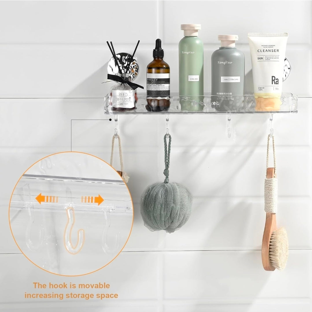 Punch-Free Bathroom Shelf with Suction Cups – No Drilling Required
