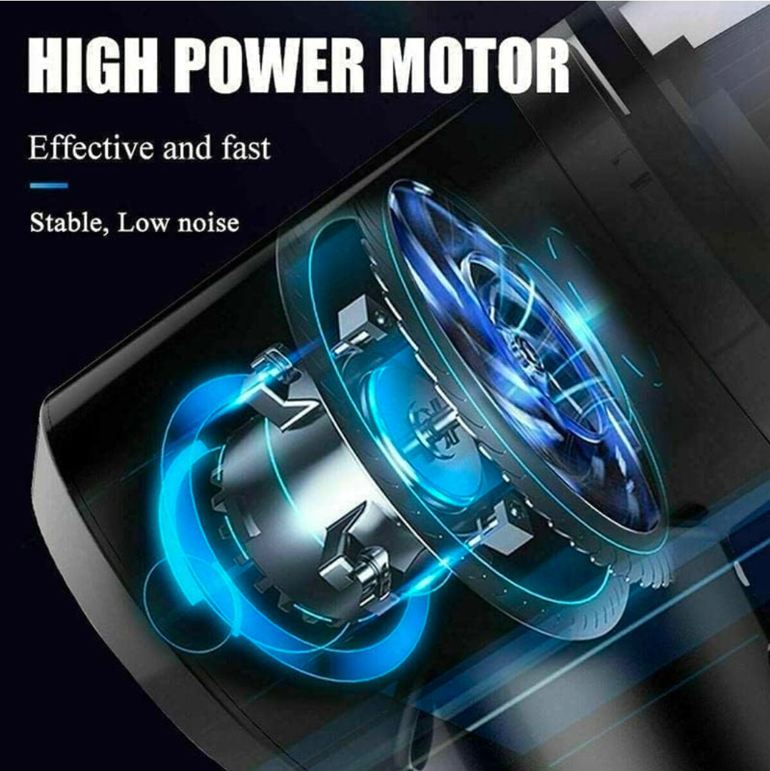 3-in-1 Portable Car Vacuum Cleaner with Blower, USB Rechargeable, Black, Wireless Handheld Mini Design, Strong Suction, Washable HEPA Filter for Car, Home, Travel