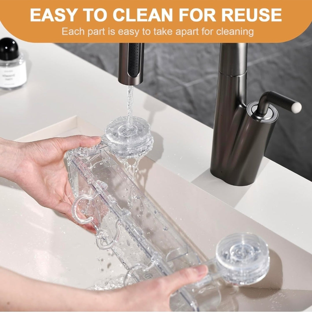 Punch-Free Bathroom Shelf with Suction Cups – No Drilling Required