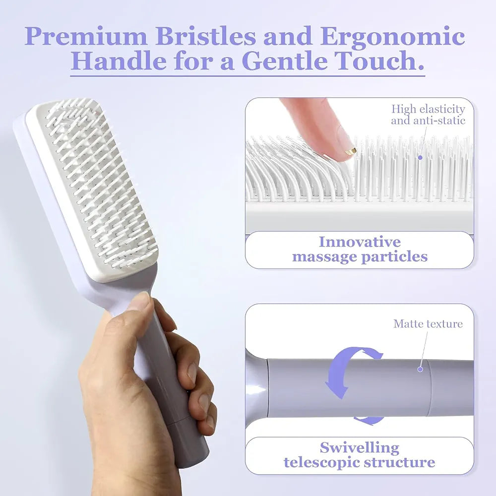 Self-Cleaning Hair Brush - Effortless Detangling and Shine